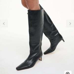 STAUD Black Leather Heeled Boots